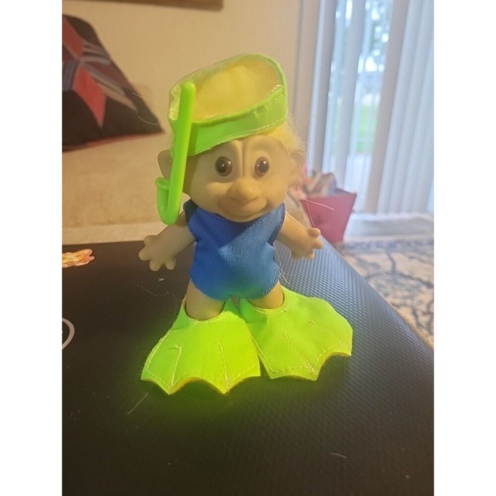 Troll Doll  4 1/2" Scuba Diver Snorkel Yellow Hair Unbranded
